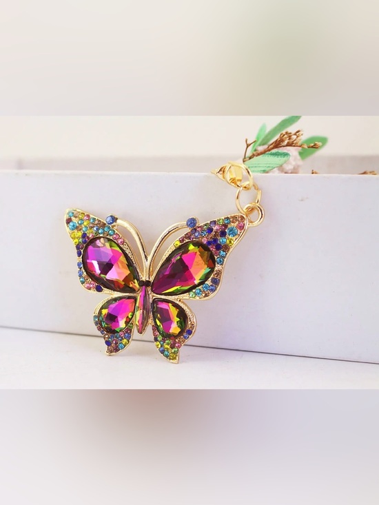 None Handbags - Crystal Butterfly Keychain Gold Plated